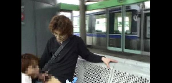  Subtitled Japanese public blowjob and streaking in train
